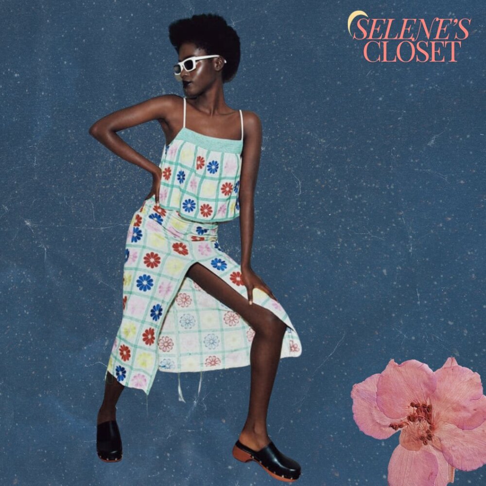 [She's Wildflower] Zara Collection Limited Edition Embroidered Midi Skirt Sz L